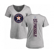 Baseball Women's Houston Astros #55 Ryan Pressly Ash Backer T-Shirt