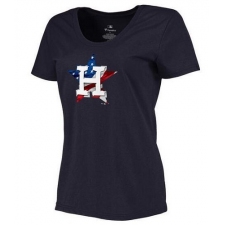 MLB Women's Houston Astros Navy Banner Wave Slim Fit T-Shirt