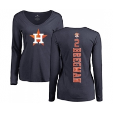 MLB Women's Nike Houston Astros #2 Alex Bregman Navy Blue Backer Long Sleeve T-Shirt