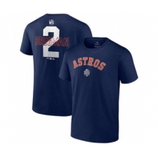 Men's Houston Astros #2 Alex Bregman 2021 Navy World Series Bound Closer Name & Number Baseball T-Shirt