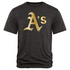 MLB Oakland Athletics Fanatics Apparel Gold Collection Tri-Blend T-Shirt - Grey