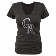 MLB Colorado Rockies Fanatics Apparel Women's Platinum Collection V-Neck Tri-Blend T-Shirt - Grey