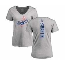 Baseball Women's Los Angeles Dodgers #55 Russell Martin Ash Backer T-Shirt