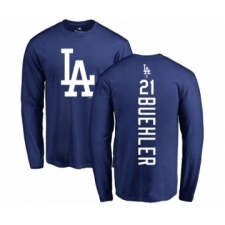 MLB Nike Los Angeles Dodgers #21 Walker Buehler Royal Blue Backer Long Sleeve T-Shirt