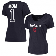MLB Cleveland Indians Women's 2017 Mother's Day #1 Mom V-Neck T-Shirt - Navy