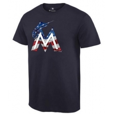 MLB Men's Miami Marlins Navy Banner Wave T-Shirt