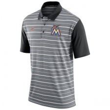 MLB Men's Miami Marlins Nike Gray Dri-FIT Stripe Polo
