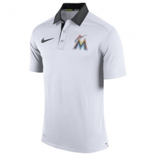 MLB Men's Miami Marlins Nike White Authentic Collection Dri-FIT Elite Polo