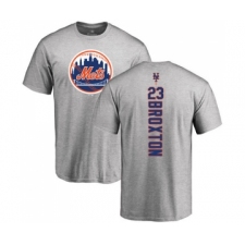 Baseball New York Mets #23 Keon Broxton Ash Backer T-Shirt