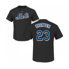 Baseball New York Mets #23 Keon Broxton Black Name & Number T-Shirt