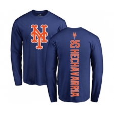 Baseball New York Mets #25 Adeiny Hechavarria Royal Blue Backer Long Sleeve T-Shirt