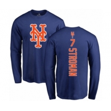 Baseball New York Mets #7 Marcus Stroman Royal Blue Backer Long Sleeve T-Shirt