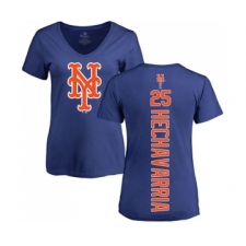 Baseball Women's New York Mets #25 Adeiny Hechavarria Royal Blue Backer T-Shirt