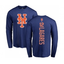 MLB Nike New York Mets #12 Juan Lagares Royal Blue Backer Long Sleeve T-Shirt