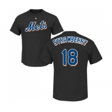 MLB Nike New York Mets #18 Darryl Strawberry Black Name & Number T-Shirt