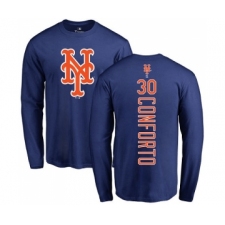 MLB Nike New York Mets #30 Michael Conforto Royal Blue Backer Long Sleeve T-Shirt