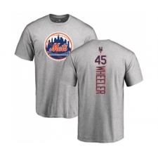 MLB Nike New York Mets #45 Zack Wheeler Ash Backer T-Shirt