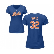 MLB Women's Nike New York Mets #32 Steven Matz Royal Blue Name & Number T-Shirt