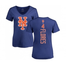 MLB Women's Nike New York Mets #4 Wilmer Flores Royal Blue Backer T-Shirt
