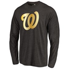 MLB Washington Nationals Gold Collection Long Sleeve Tri-Blend T-Shirt - Grey