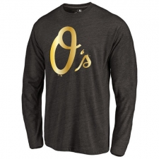 MLB Baltimore Orioles Gold Collection Long Sleeve Tri-Blend T-Shirt - Grey