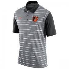 MLB Men's Baltimore Orioles Nike Gray Dri-FIT Stripe Polo