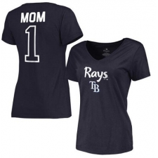 MLB Tampa Bay Rays Women's 2017 Mother's Day #1 Mom V-Neck T-Shirt - Navy
