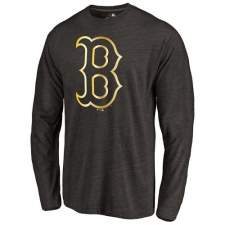 MLB Boston Red Sox Gold Collection Long Sleeve Tri-Blend T-Shirt - Grey