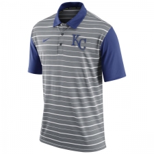 MLB Men's Kansas City Royals Nike Gray Dri-FIT Stripe Polo