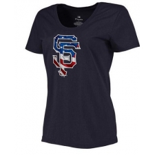 MLB Women's San Francisco Giants Navy Banner Wave Slim Fit T-Shirt