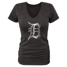 MLB Detroit Tigers Fanatics Apparel Women's Platinum Collection V-Neck Tri-Blend T-Shirt - Grey