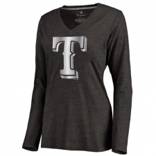 MLB Texas Rangers Women's Platinum Collection Long Sleeve V-Neck Tri-Blend T-Shirt - Grey