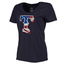 MLB Women's Texas Rangers Navy Banner Wave Slim Fit T-Shirt