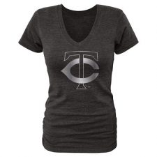 MLB Minnesota Twins Fanatics Apparel Women's Platinum Collection V-Neck Tri-Blend T-Shirt - Grey