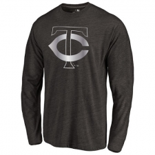 MLB Minnesota Twins Platinum Collection Long Sleeve Tri-Blend T-Shirt - Grey
