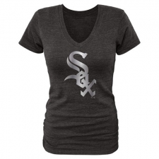 MLB Chicago White Sox Fanatics Apparel Women's Platinum Collection V-Neck Tri-Blend T-Shirt - Grey