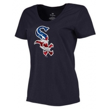 MLB Women's Chicago White Sox Navy Banner Wave Slim Fit T-Shirt
