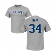 Baseball New York Yankees #34 J.A. Happ Gray Name & Number T-Shirt