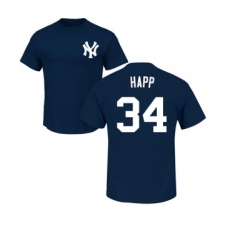 Baseball New York Yankees #34 J.A. Happ Navy Blue Name & Number T-Shirt
