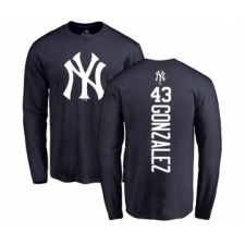 Baseball New York Yankees #43 Gio Gonzalez Navy Blue Backer Long Sleeve T-Shirt