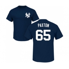 Baseball New York Yankees #65 James Paxton Navy Blue Name & Number T-Shirt