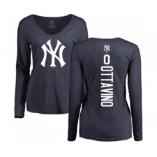 Baseball Women's New York Yankees #0 Adam Ottavino Navy Blue Backer Long Sleeve T-Shirt