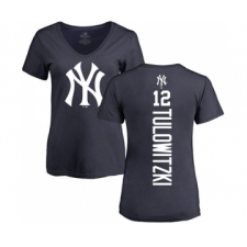 Baseball Women's New York Yankees #12 Troy Tulowitzki Navy Blue Backer T-Shirt