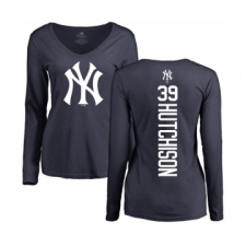 Baseball Women's New York Yankees #39 Drew Hutchison Navy Blue Backer Long Sleeve T-Shirt