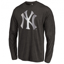 MLB New York Yankees Platinum Collection Long Sleeve Tri-Blend T-Shirt - Grey