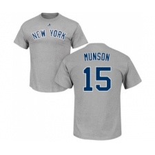 MLB Nike New York Yankees #15 Thurman Munson Gray Name & Number T-Shirt