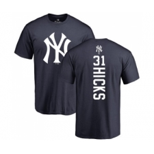 MLB Nike New York Yankees #31 Aaron Hicks Navy Blue Backer T-Shirt