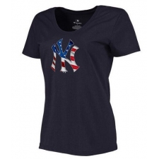 MLB Women's New York Yankees Navy Banner Wave Slim Fit T-Shirt