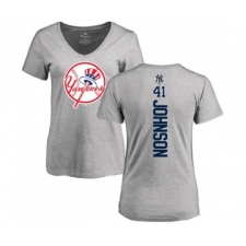 MLB Women's Nike New York Yankees #41 Randy Johnson Ash Backer T-Shirt