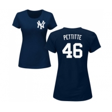 MLB Women's Nike New York Yankees #46 Andy Pettitte Navy Blue Name & Number T-Shirt
